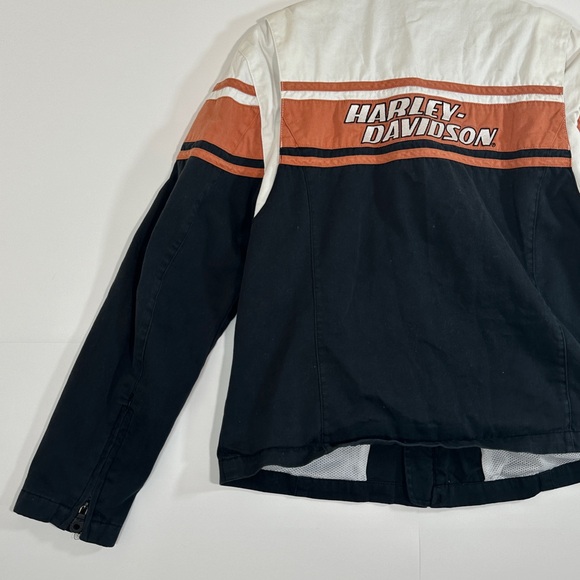 Harley Davidson Women's Size XL Motorcycle Riding Jacket Black Orange White Y2K - Picture 11 of 16